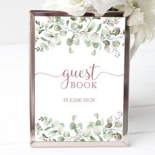 Greenery Eucalyptus Watercolor Guest Bok-tecken Poster