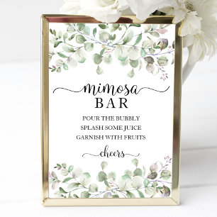 Greenery Eucalyptus Watercolor Mimosa Pub Sign Poster