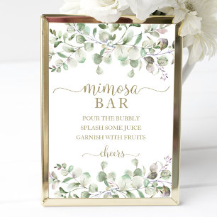 Greenery Eucalyptus Watercolor Mimosa Pub Sign Poster
