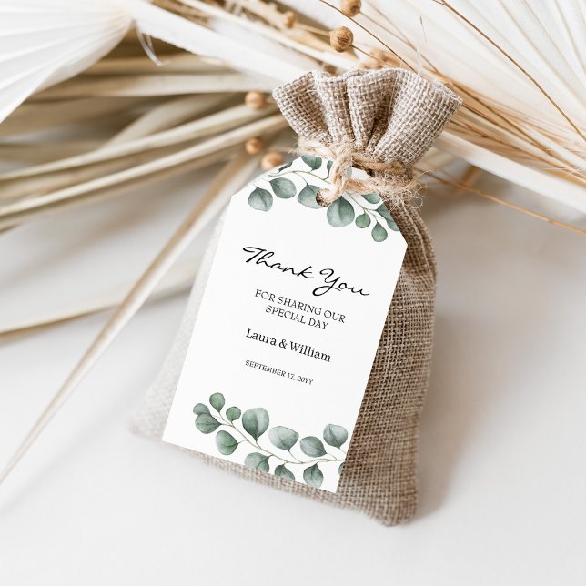 Greenery Eucalyptus Wedding Favor Presentetikett (Skapare uppladdad)