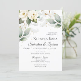 Greenery Eucalyptus Wedding på spanska Inbjudningar
