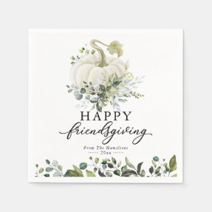 Greenery Eucalyptus White Pumpkin Friendsgiving Pappersservett