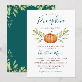 Greenery Fall Pumpkin Autumn Shower Inbjudningar