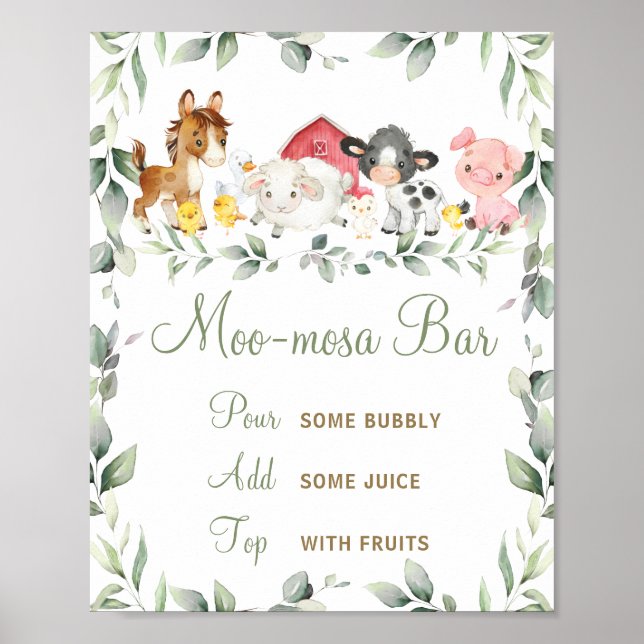 Greenery Farm Barnyard Animals Moomosa Mimosa Pub Poster (Framsidan)