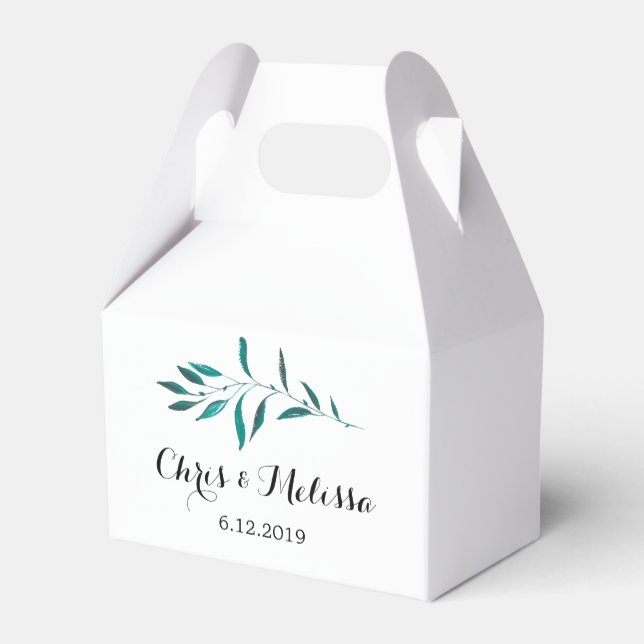 Greenery Favor Box - Greenery Wedding Favor Presentaskar (Baksidan Sidan)