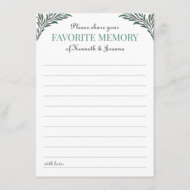 Greenery  Favorite-minnesminnesdag - spel Tilläggskort (Framsida)