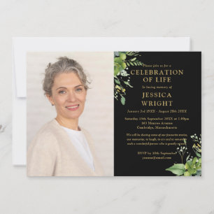 Greenery Firande i livets begravningsfoto Inbjudningar
