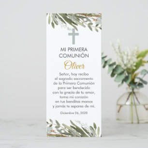 Greenery First Communion Bookmark på spanska