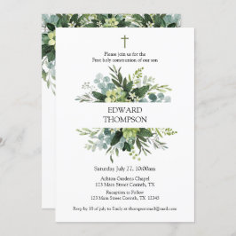 Greenery First Communion Invitation Inbjudningar