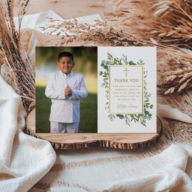 Greenery First Communion - tackkort Tack Kort (Skapare uppladdad)