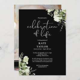 Greenery Floral Funeral Celebration of Life Photo Inbjudningar