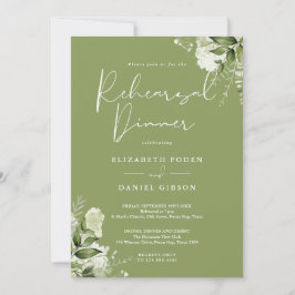 Greenery Floral Moss Green Rehearsal Dinner Inbjudningar
