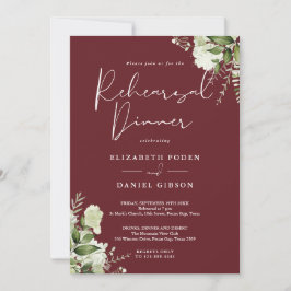 Greenery Floral Rosewood Pink Rehearsal Dinner Inbjudningar