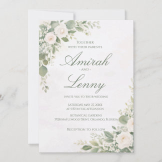 Greenery Floral Wedding Invitation Background Inbjudningar