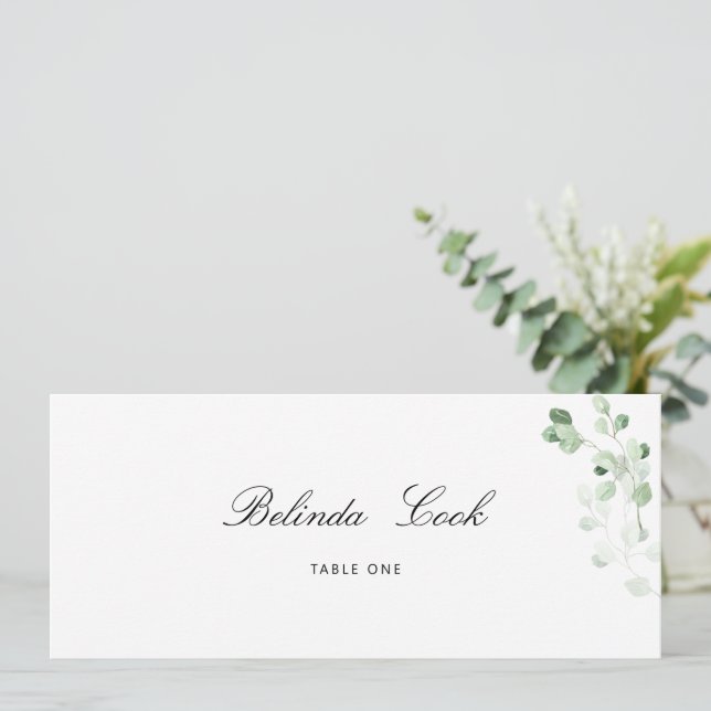 Greenery Floral Wedding Place Card Inbjudningar (Stående Fram)