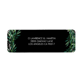 Greenery & Florets Watercolor Black Returadress Etikett