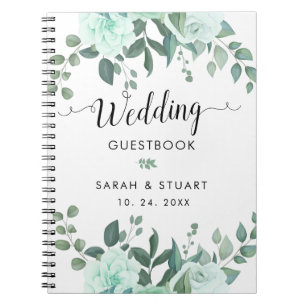 Greenery Flowers Bröllop Guestbook Anteckningsbok