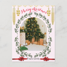 Greenery Foliage arch-fotot Trendig god jul Vykort