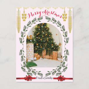 Greenery Foliage arch-fotot Trendig god jul Vykort