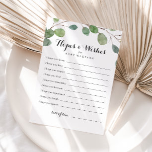 Greenery Foliage Baby Shower Hopes & Önskemål Card Vykort