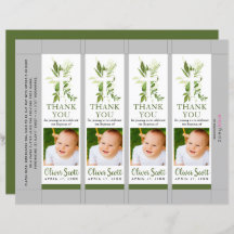 Greenery Foliage Baptism Photo Bookmark
