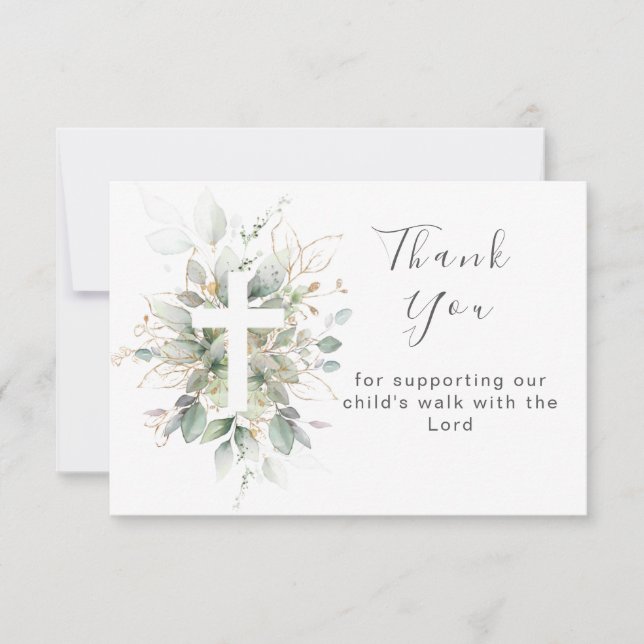 Greenery foliage Baptism - stort tack, ditt kort (Framsida)