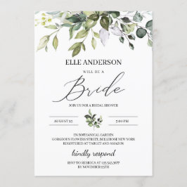 Greenery foliage boho modern möhippa inbjudningar