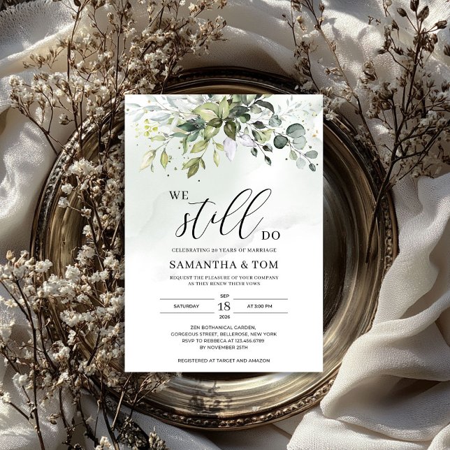 Greenery foliage boho vi fortfarande förnyar inbjudningar (Greenery foliage boho we still do vow renewal invitation)