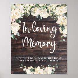 Greenery foliage boho wood in Loy Memory Sign Poster
