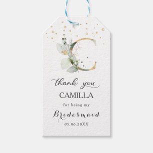 Greenery Foliage Bridesmaid brev C Tack Presentetikett