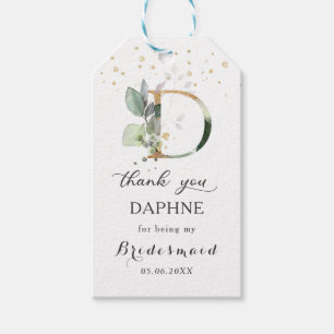 Greenery Foliage Bridesmaid brev D Tack Presentetikett