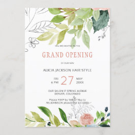 Greenery foliage chic skönhetssalong inbjudningar