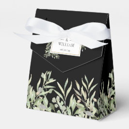 Greenery Foliage Elegant Black Wedor Favor Box Presentaskar