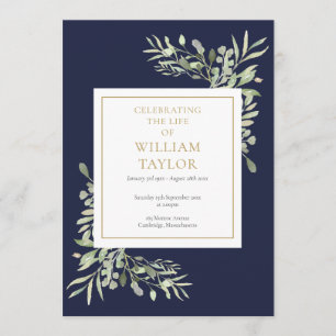 Greenery Foliage Funeral Memorial Order of Service Program