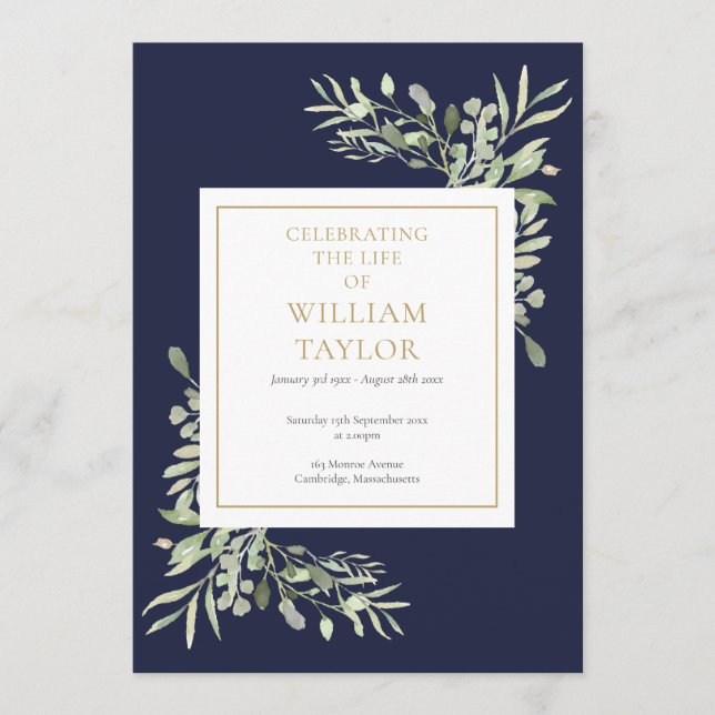 Greenery Foliage Funeral Memorial Order of Service Program (Framsida)