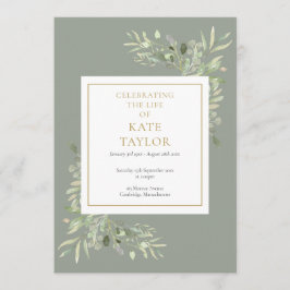 Greenery Foliage Funeral Memorial Order of Service Program