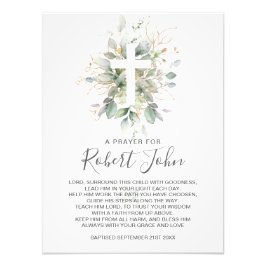 Greenery Foliage Gender Neutral Baptism Prayer Fototryck