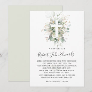 Greenery Foliage Gender Neutral Baptism Prayer Inbjudningar