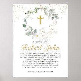 Greenery Foliage Gender Neutral Baptism Prayer Poster