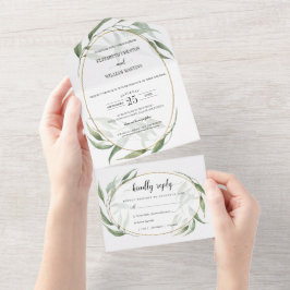 Greenery Foliage Geometric Ram Bröllop med OSA