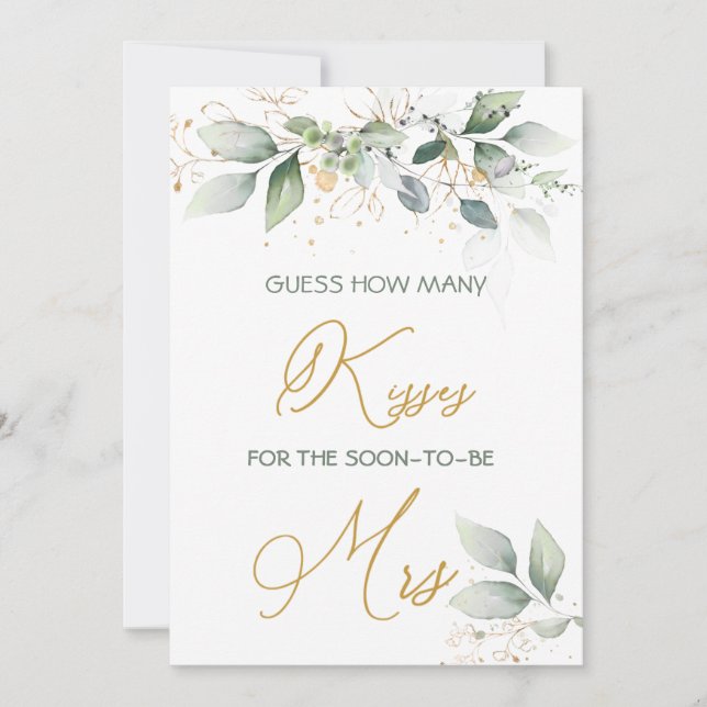 Greenery foliage gissar hur många Kisses-spel Inbjudningar (Framsida)