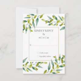 Greenery Foliage Guld Geometric Bröllop OSA Card Kort