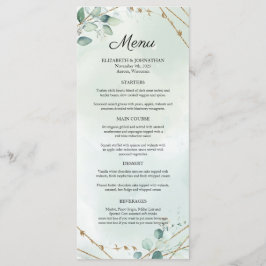 Greenery Foliage Guld Geometric Ram Bröllop Meny