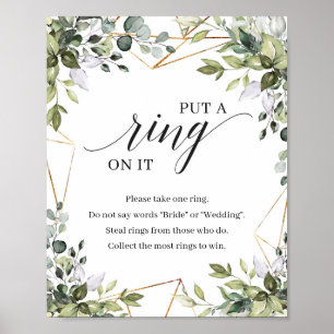 Greenery foliage guld satte ring på spelskylten poster