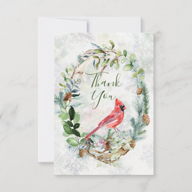 Greenery Foliage, kardinal Bird - tackkort Tack Kort (Framsida)