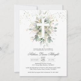 Greenery Foliage Kor Baby Christening-inbjudan Inbjudningar