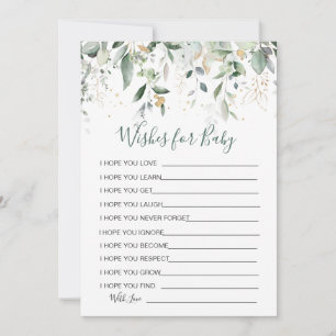 Greenery foliage Önskemål for Baby Shower Game Inv Inbjudningar