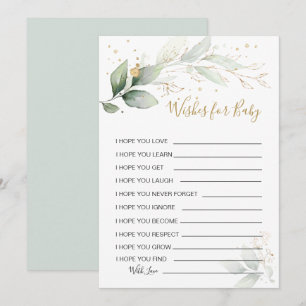 Greenery foliage Önskemål for Baby Shower Game Inv Inbjudningar