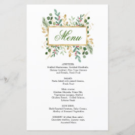 Greenery Foliage Red Berry Bröllop jul Menu