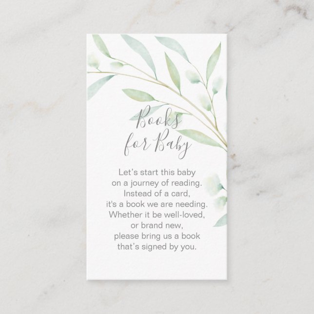 Greenery Foliage Request Bok Baby Shower Tilläggskort (Framsida)